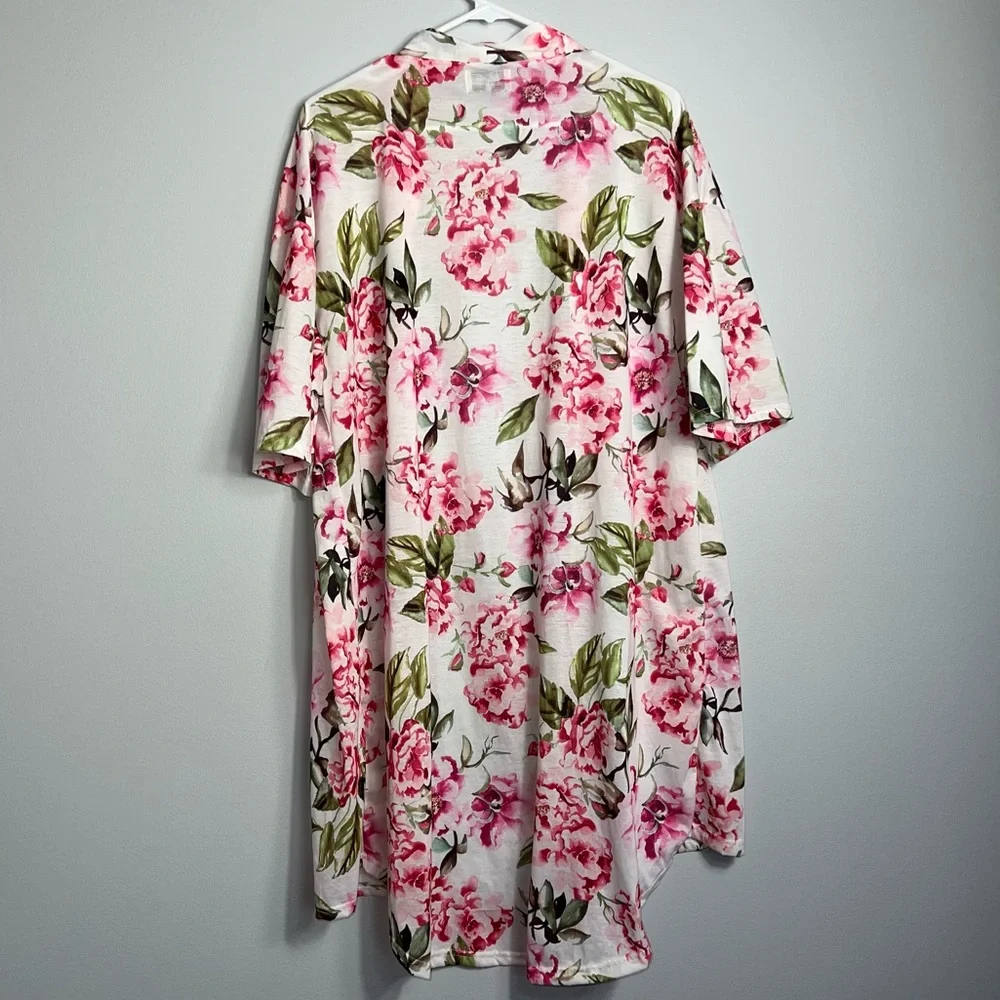 &Show me your mumu open front long cardigan flowers rose peonies floral pink o/s - Picture 6 of 7
